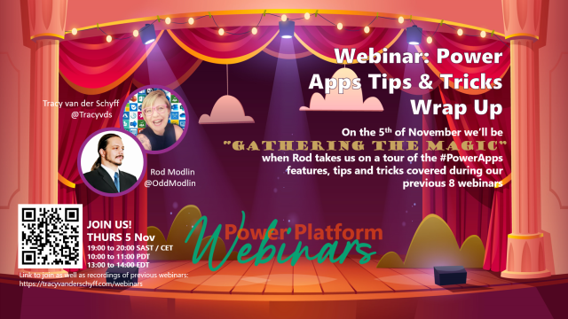 AlistairPugin's tweet image. Power Platform Webinars: 8 Week #LearningThroughSharing Recap tracyvanderschyff.com/2020/11/09/pow… via @Tracyvds