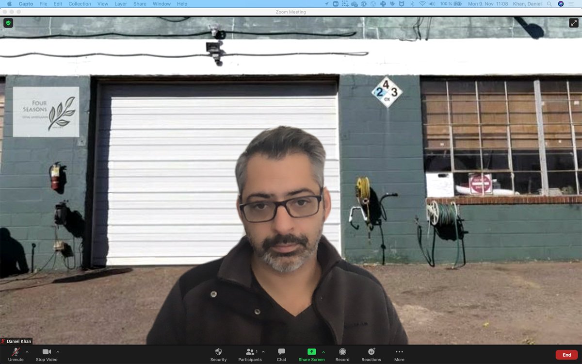 PSA: For your meetings, having a professional backdrop should not be underestimated.