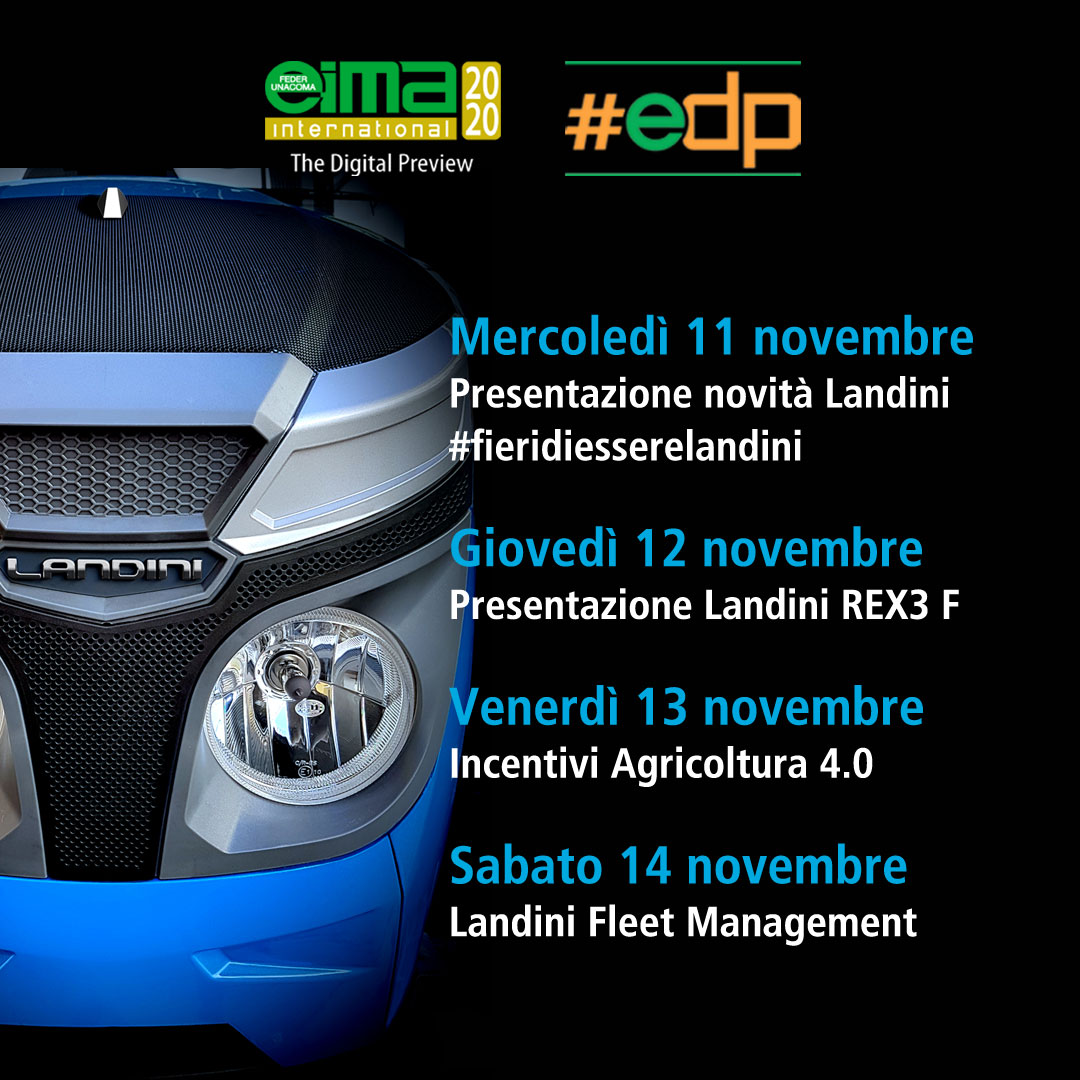 ArgoTractors's tweet photo. Sta per iniziare l’evento online di @EimaInt, l’anteprima digitale in cui presenteremo tutte le novità per i #trattori Landini. Iscriviti ora e aggiungi #Landini alla tua lista per non perderti il ricco calendario di contenuti ➡ https://t.co/iTetQ39xOx

#eima #eima2020 #edp https://t.co/lRJVZ440pi