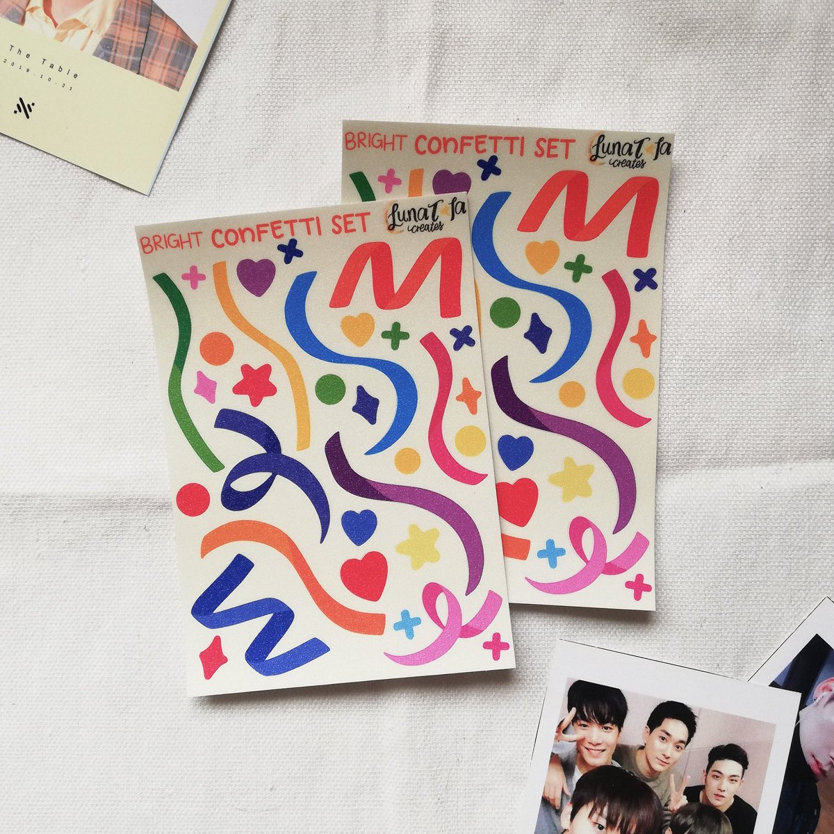 lunatalacreates's tweet photo. Bright Confetti Sticker Sheet
Peel off sticker
Glossy laminated

85pesos each
14 stocks available

#journalph #paperph #stickersph #bujoph #journalphilippines #paperphilippines  #handmadeph #handcraftedph #supportsmallbusiness #supportlocal 
#artph #polco #polaroiddeco https://t.co/g0sJM9tOom