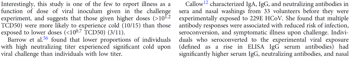 But experimental reinfections w/ seasonal coronaviruses were often less severe, raising possibility that even if previous exposure doesn't always provide long lasting sterilizing immunity it might reduce disease severity. https://www.nature.com/articles/s41467-020-18450-4
