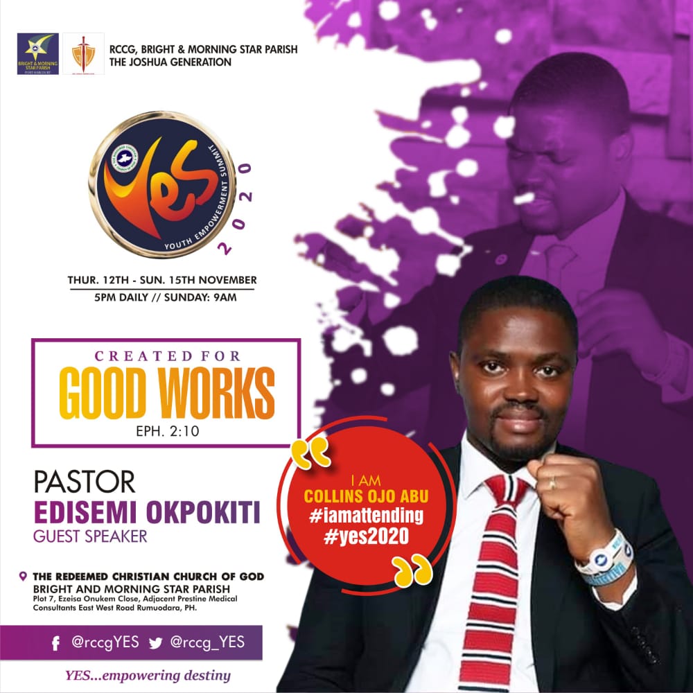 rccg_YES's tweet photo. #iamattending
#yes2020
I am inviting you to attend this year's summit that would bless you &amp; make you a blessing. https://t.co/DrW45s9AGf
