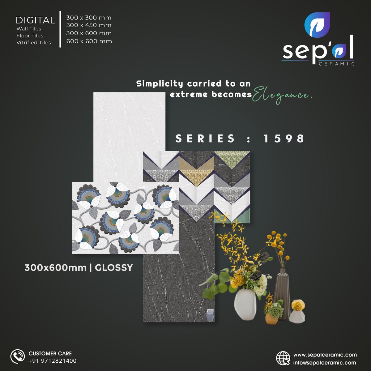SepalCeramic's tweet photo. Simplicity carried to on extreme becomes elegance.
Series : 1598 | 300X450mm | Glossy
#sepal #Sepalceramic #vitrified #manufacturing #tiles #ceramics #matt #glossy #Exporter #walldecor #floortiles #600x1200mm #InteriorDecor #digitaltiles #sepalDesigns #Moderation #morbi https://t.co/2gOSWj3jze