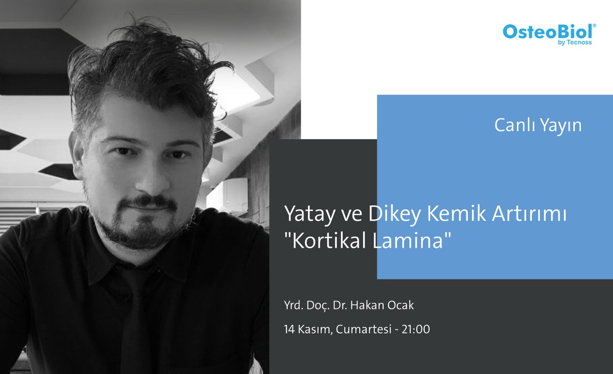 NeodentImplant's tweet photo. ● Webinar: "Yatay ve Dikey Kemik Artırımı, Kortikal Lamina"

Yrd. Doç. Dr. Hakan Ocak - 14 Kasım Cumartesi, Saat: 21:00
Kayıt için tıklayın > https://t.co/3LqhUfnZL6

#zinedent #straumanngroup #osteobiol #biyomateryal #kemikgrefti #dentalwebinar #kortikallamina https://t.co/Mebimx3GdN