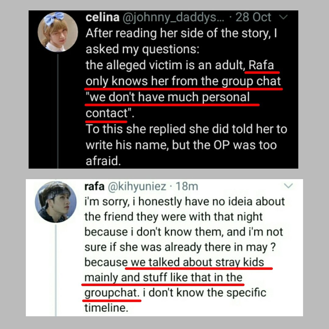 ii) rafa said they don't have personal contact w the op and they only know her through a gc where they talked about stay kids (pic 6) but her sister millena posted that she's a witness (pic 7) and according to Thais (rafa's friend) Millena never went outside Brazil