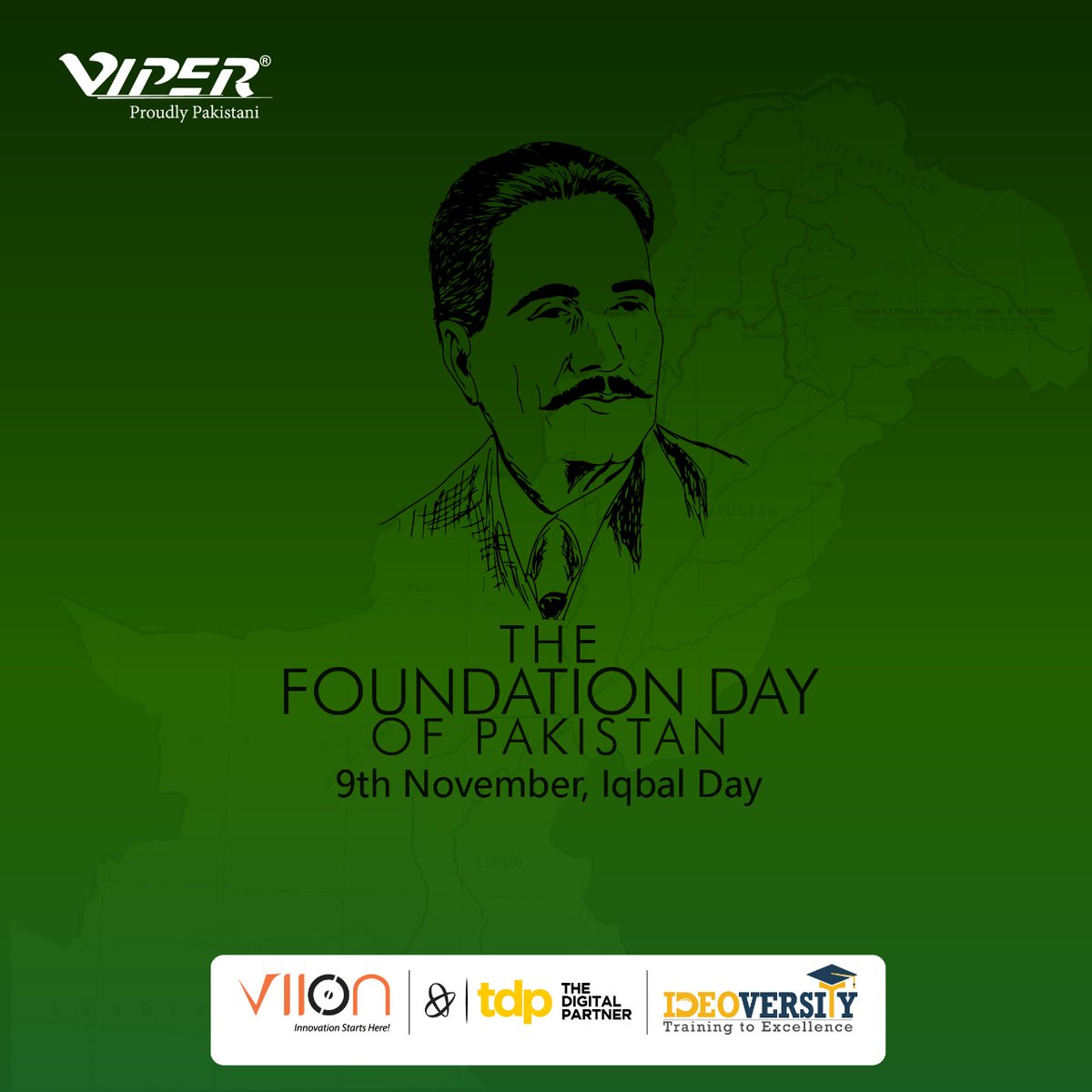 TechnologyViper's tweet photo. A tribute to the great thinker of Pakistan.
Happy Iqbal Day!
Share your favourite quote of Allama Iqbal with us in the comment section.
#ViperTechnology #Pakistan #iqbalday #poet #dreamer #philosopher #rhymester #AllamaIqbal https://t.co/H8xHF2YXIo