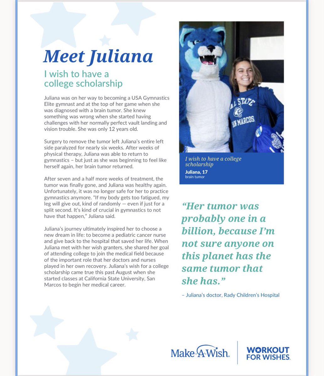 UVAWiseVball's tweet photo. Please consider donating to Make-A-Wish on behalf of our volleyball program. Tomorrow our team will be conducting the workout below in honor of Juliana. This is an incredible organization and we are so excited to participate in this event ❤️

https://t.co/64g5UjcsEE https://t.co/eNQcro1Vdb