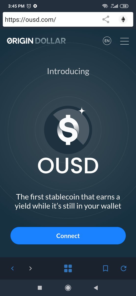 The first thing was to connect my wallet in the OUSD's Dapp to login, just need one click via  #TrustWalletApp