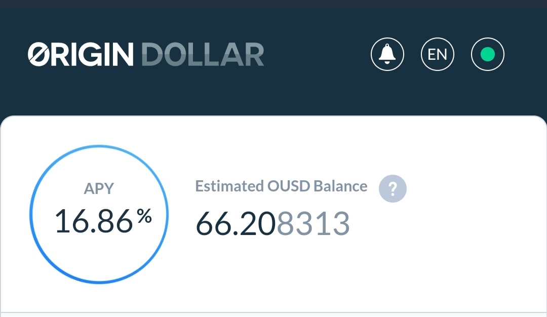The process finished and I am already enjoying the rewards for having & holding  $OUSD in my wallet. It's not necessary to stake or lock up my funds. I earn money passively