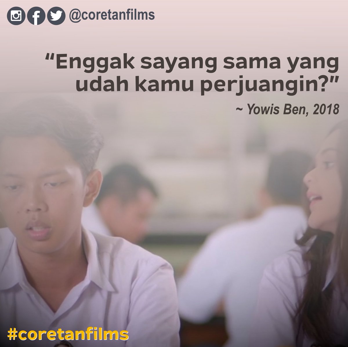 coretanfilms's tweet photo. Selamat Siang. Jangan lupa makan ya
#coretanfilms #yowisben #bayuskak #cutmeyriska #brandonsalim #joshuasuherman #tutusthomson #cutmeriska #starvisionplus #exploremalang #mlg #filmyowisben #yowisband #yowisbenfilm #filmlokal #seninsemangat https://t.co/cfELebrmzS