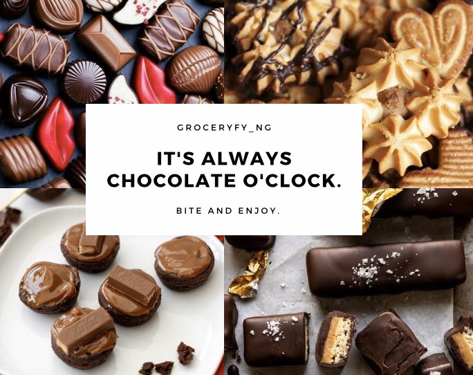 GroceryfyNG's tweet photo. It’s Monday, a new week, a new day to snack on your favorite Chocolate 🍫.
Your day can only be productive when you have breaks..Breaks are neccessity and can’t be underestimated but don’t just break without snacking on your favourite Chocolate Bar 🍫
#Chocolates #Gift #SnackIt https://t.co/dFvgrQAhKU