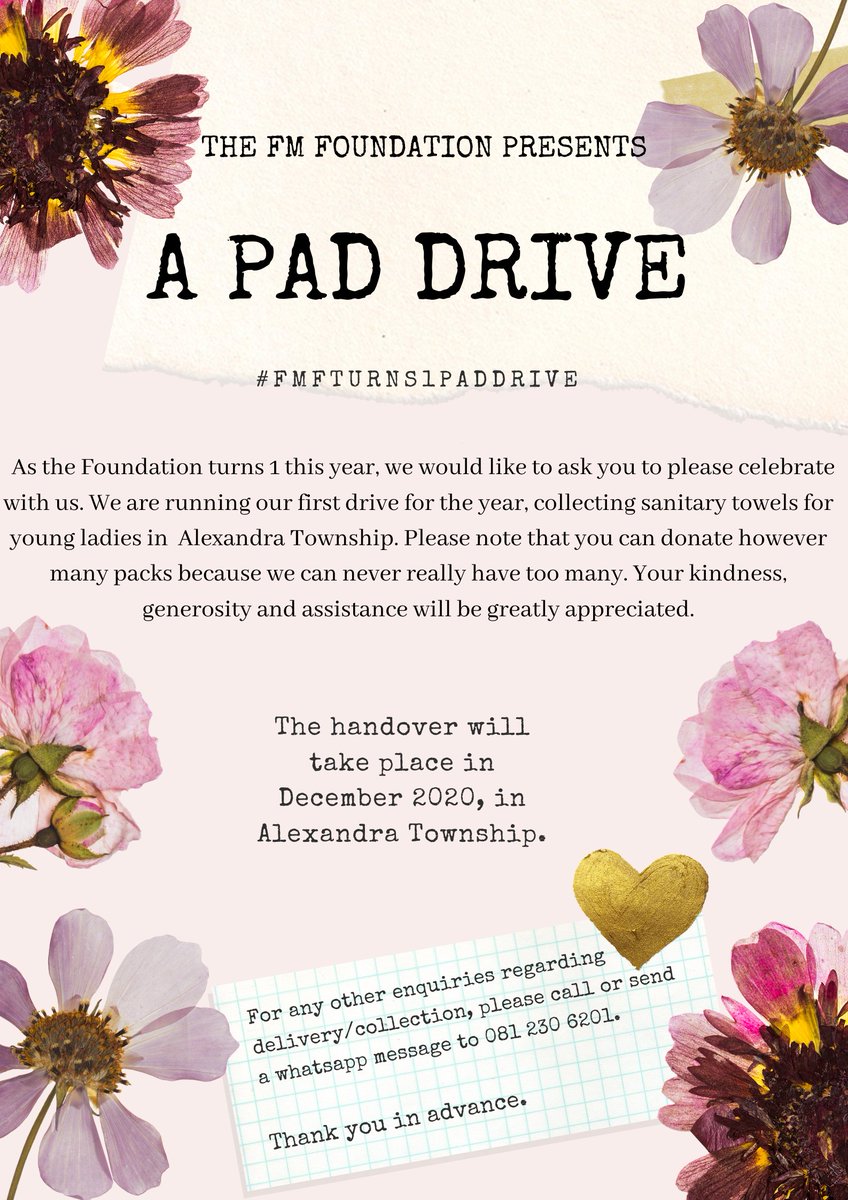FM_FoundationSA's tweet photo. Morning ☕

We're still in the process of collecting sanitary towels for the young girls in our Township. If you can, please donate a pack or two. 

We can make arrangements for collection/delivery. Alternatively, you may donate cash and we will buy them on your behalf. TIA❤ https://t.co/fcJuTQEp52