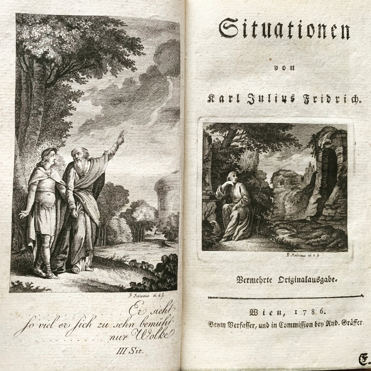 wilsberg's tweet photo. Neblige #mondaymorningbeauty #Situationen vom #fridrich
„Es sieht so viel er sich zu sehen bemüht nur Wolke“
wunderschönes #frontispiz von #Malvieux #buch #1786 #aufklärung #philosophie #wienermusenalmanch #bookstagram #münster #antiquariat https://t.co/3r6eVzjJUC