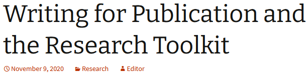 MariaJGrant's tweet photo. Writing for publication is an integral part of the research process rather than something to think about at the project end. Read my post on how we've extended the #KnowledgeForHealth #ResearchToolkit to help guide & support your #HEELKS writing decisions: https://t.co/0xtHapJPSs https://t.co/IzsgS7Ne1H