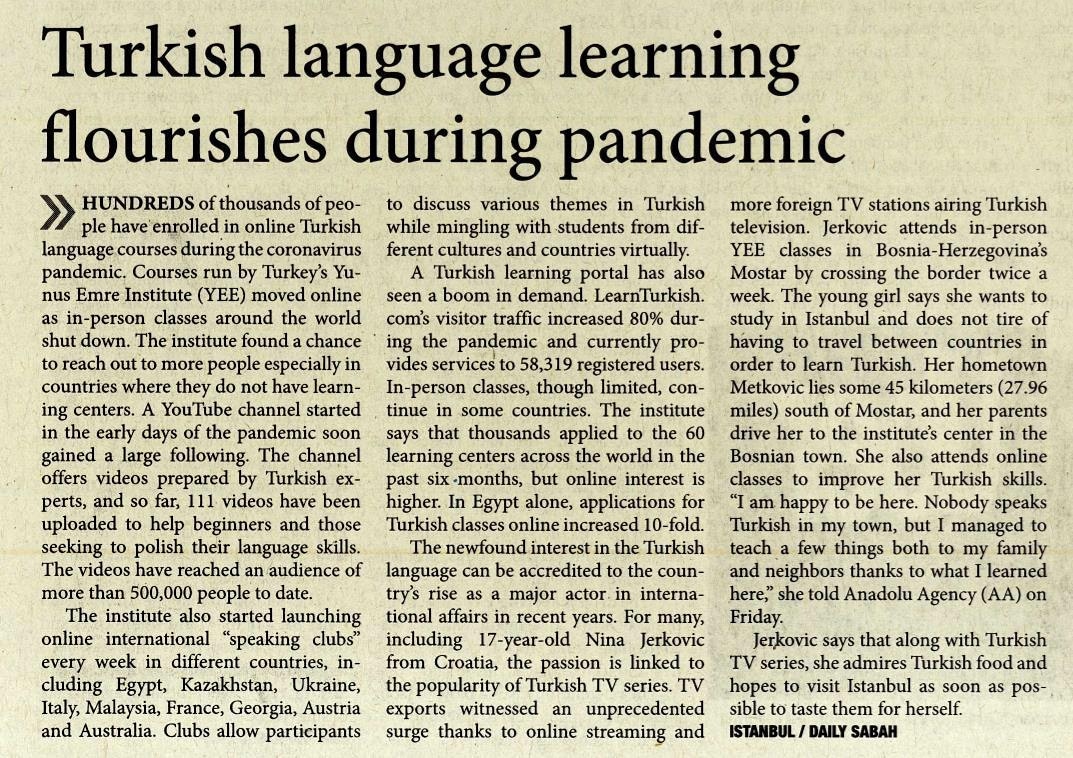 yeeorgtr_EN's tweet photo. For Yunus Emre Institute, one of the aims of which is to teach and popularize Turkish language all over the world, the pandemic period was not a chaos but a period of possibilities. https://t.co/tshZr17bDJ