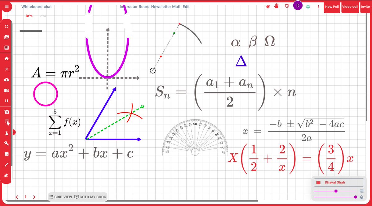 WhiteboardChat's tweet photo. We are excited to announce a math editor that allows typing math equations directly on the whiteboard using simple constructs. Take a look, try it, and let us know how we can further improve teaching math using https://t.co/rZ9KJVwR4B. #edutwitter #mathisfun #whiteboard https://t.co/q01x8CbDFh
