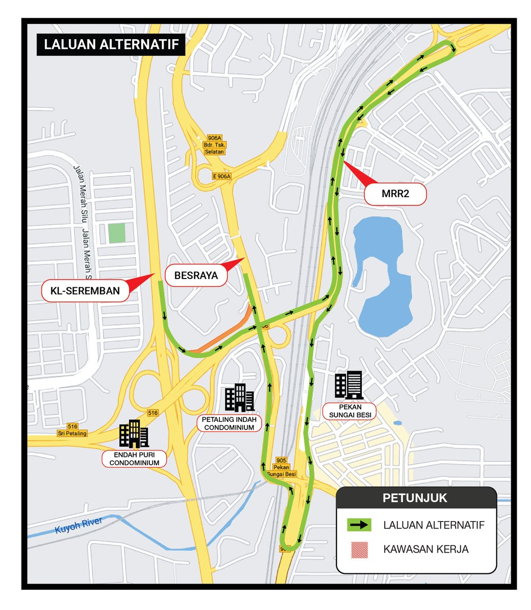 mySUKEofficial's tweet photo. NOTIS LANJUTAN I PENUTUPAN SEMENTARA SUSUR KE LEBUHRAYA #BESRAYA DARI LEBUHRAYA KL - SEREMBAN ARAH KUALA LUMPUR.

Aktiviti : Pemasangan 'Angle Bracket'
Tarikh : 9 Nov 2020-10 Nov 2020
Masa : 10.00 mlm -4.00 pagi

Info Lanjut:
https://t.co/98tIph8NYv https://t.co/1WfujCMvmf