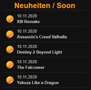 myKPVde's tweet photo. Releases am 10.  November: 

#XIIIRemake 
👉 https://t.co/RC828SxKxJ

#AssassinsCreedValhalla 
👉 https://t.co/vuegF1TAO2

#Destiny2 #BeyondLight 
👉 https://t.co/xjagGlgvEV

#TheFalconeer 
👉 https://t.co/g09YF787HV

#YakuzaLikeADragon
👉 https://t.co/Q1aEdOMYwr https://t.co/DVHzcR9Obe