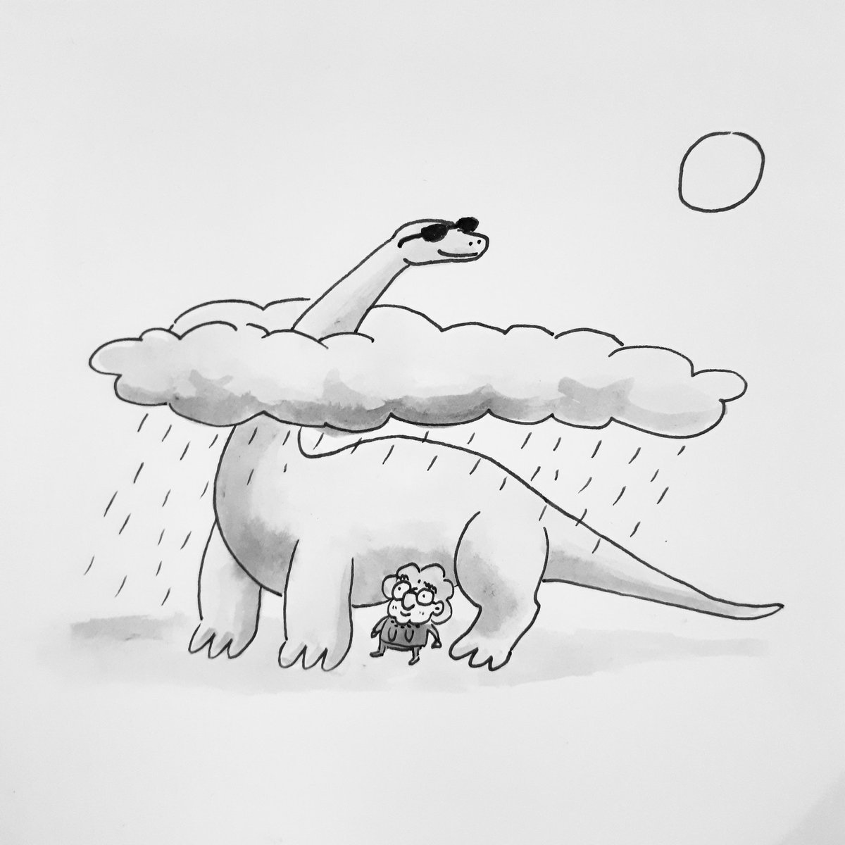 owlgress_illu's tweet photo. Good morning it's still #dinovember!
#dinosaurs #grannyannie #illustration #ink #blackandwhite #brontosaurus #prehistoric #brachiosaurus #shelter #rainy https://t.co/F0gpTiJ3E9