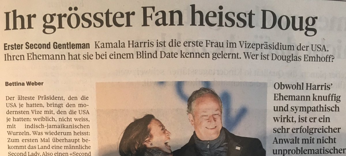 FischlinFranz's tweet photo. Erstmals in ihrer Geschichte erhalten die USA mit @KamalaHarris eine Vizepräsidentin. 6 Seiten widmet der @tagesanzeiger der Wahl. 6 Seiten, die Biden (und Trump) gewidmet sind. Ein Porträt von Harris? Leider Nein. Dafür eines über Doug, den ersten „Second Gentleman“. 

Schade. https://t.co/TQUpj59TBA