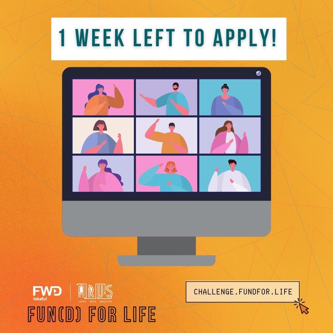 UNDI18MY's tweet photo. Last chance! You have 1 week left to apply to be part of Malaysia’s First Digital Financial Inclusion Challenge and stand a chance to win cash prizes up to RM5000!⠀
⠀
Apply now at https://t.co/CWEqnodljc ⠀
⠀
#FundForLife #DigitalFinancialInclusionChallenge https://t.co/mFVrYF6FWc