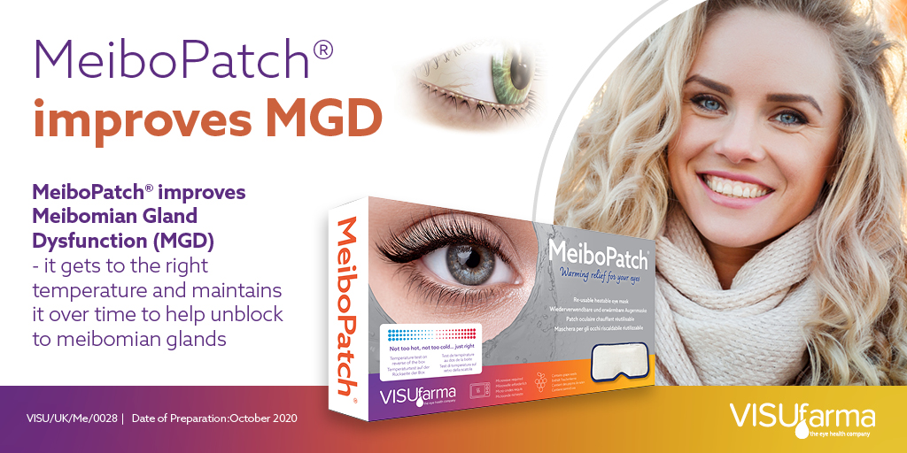 VISUfarma's tweet photo. #MeiboPatch improves Meibomian Gland Dysfunction (#MGD) by getting to the right temperature and maintaining it over time to help unblock to your #meibomianglands.
MeiboPatch®: Warming relief for your eyes https://t.co/aTTr65bdPB