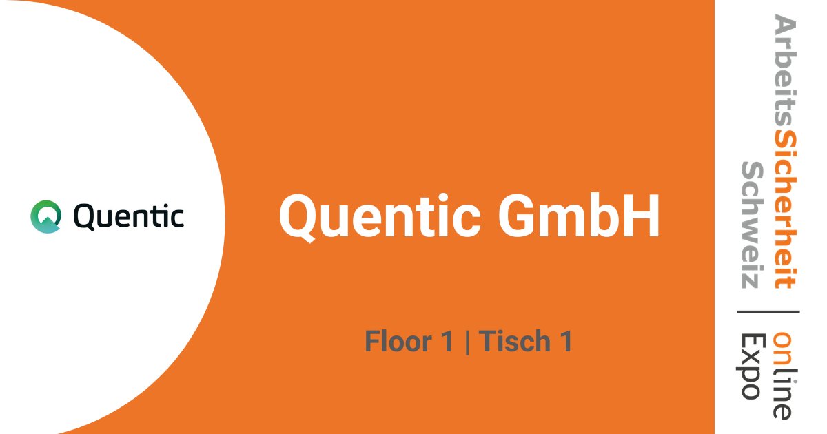 +++ Aussteller: Quentic +++

Auf der Online Expo finden Sie den Aussteller: Floor 1 I Tisch 1

Sichern Sich sich jetzt Ihr Ticket: ow.ly/STRt50CefpK

Die Teilnahme ist kostenlos!

#ArbeitsSicherheitSchweiz #BGM #Gesundheitsschutz #CorporateHealth #HSE <a href="/Quentic_group/">Quentic</a>