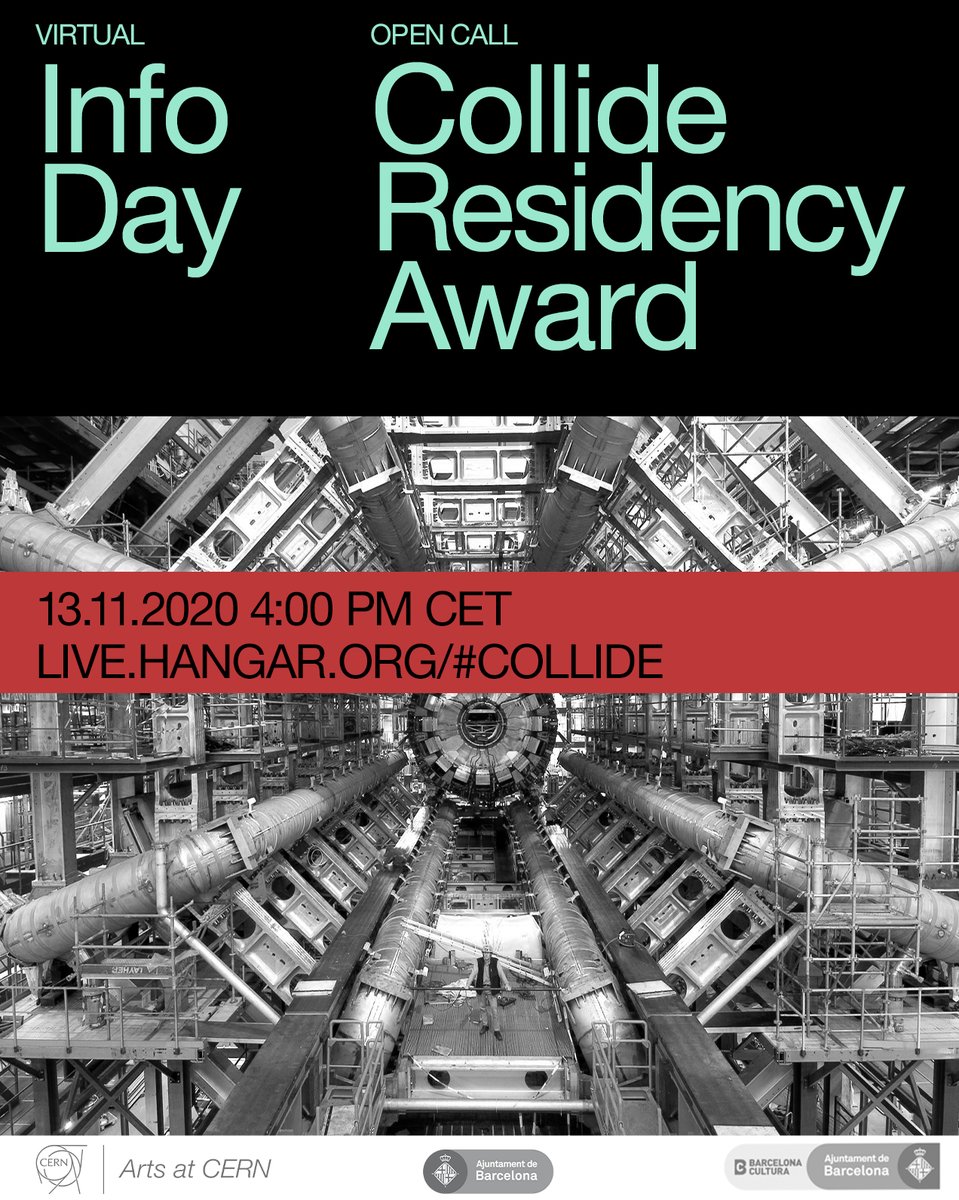 BCNCiencia's tweet photo. 🎨🔬 T'apassiona l'#art i la #ciència? T'agradaria fer una residència d'investigació al @CERN (Ginebra) i a @Hangar_org (#Barcelona)?
Apunta't a l'#CollideInfoDay d'@ArtsAtCERN el 📆13/11 i informa't de 1a mà sobre el #Premi #Collide!
👉ℹ️ https://t.co/M8lz3aUX1y | #AskCollide https://t.co/1HTbkBEQbb