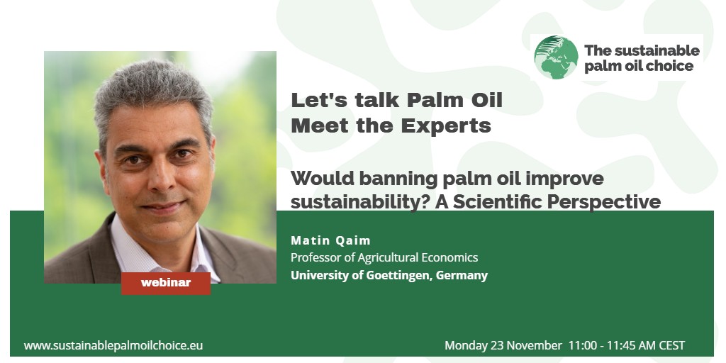 Are you interested to learn what science can tell us about palm oil and sustainability, then join us for the third SPOC webinar with Dr Matin Qaim!

To register for the webinar, follow the link below: us02web.zoom.us/webinar/regist…

#LeadTheWay #ChooseSustainable