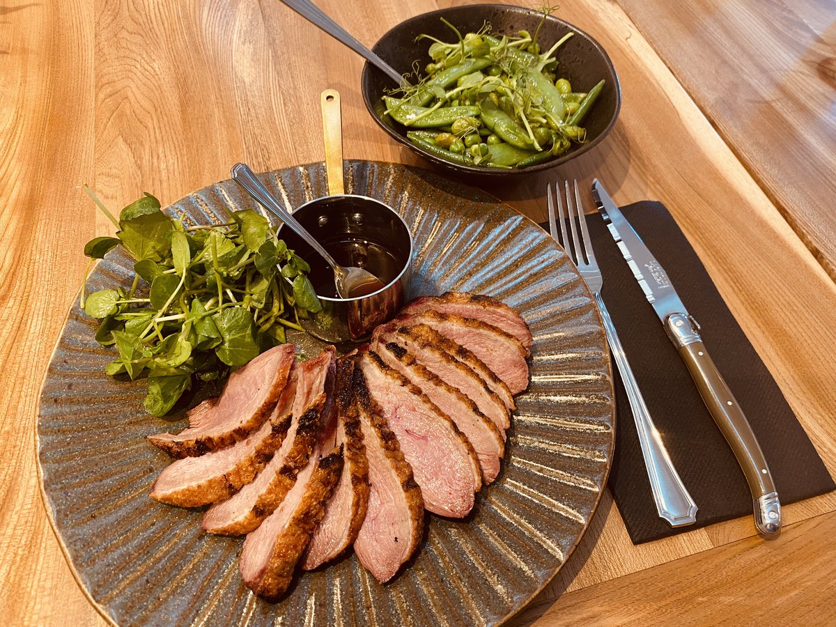 MichelinGuideUK's tweet photo. Some skilful charcoal-grilling going on here 
Barbary duck @TheRoostRest 
#Scotland https://t.co/SbVM32Ubxz