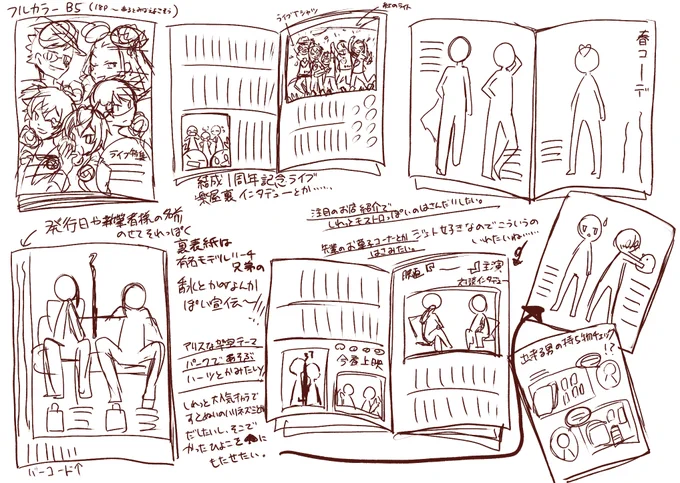 私にセンスと画力と企画力と構成力と編集力と発想力とコミュ力と財力とナンパ力(?)とセンスがあったらこんな本をだしたかったなという妄想を仕事中してました
字が汚い!!!!!読まなくていいですなんとなくあ～と思ってもらえたら……こういう薄い本あったらすごく欲しい……ほしい………… 
