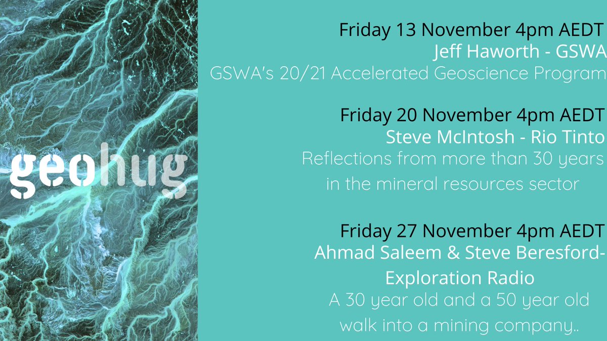 Well, with a lineup of rockstars like this it's safe to say your Friday arvo's for November are sorted.

Come join the fun and register now: geohug.rocks
#geohug #rockstars #coresafe #prospectors