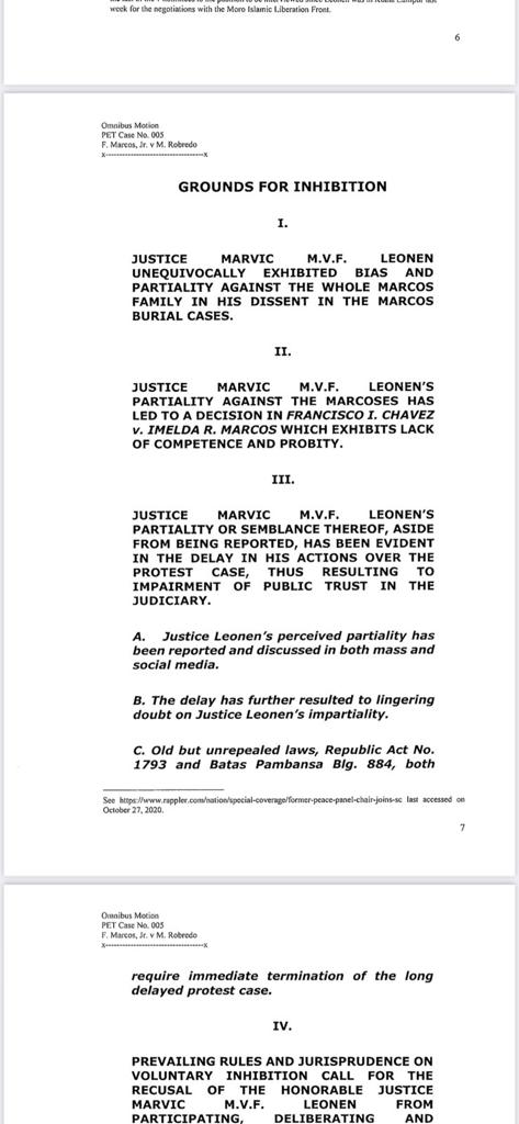 lianbuan's tweet photo. JUST IN: The Office of the Solicitor General has filed its own Motion for Inhibition against Justice Marvic Leonen in the VP electoral case, hours after Bongbong Marcos filed his. @rapplerdotcom https://t.co/F7nXgfStVT