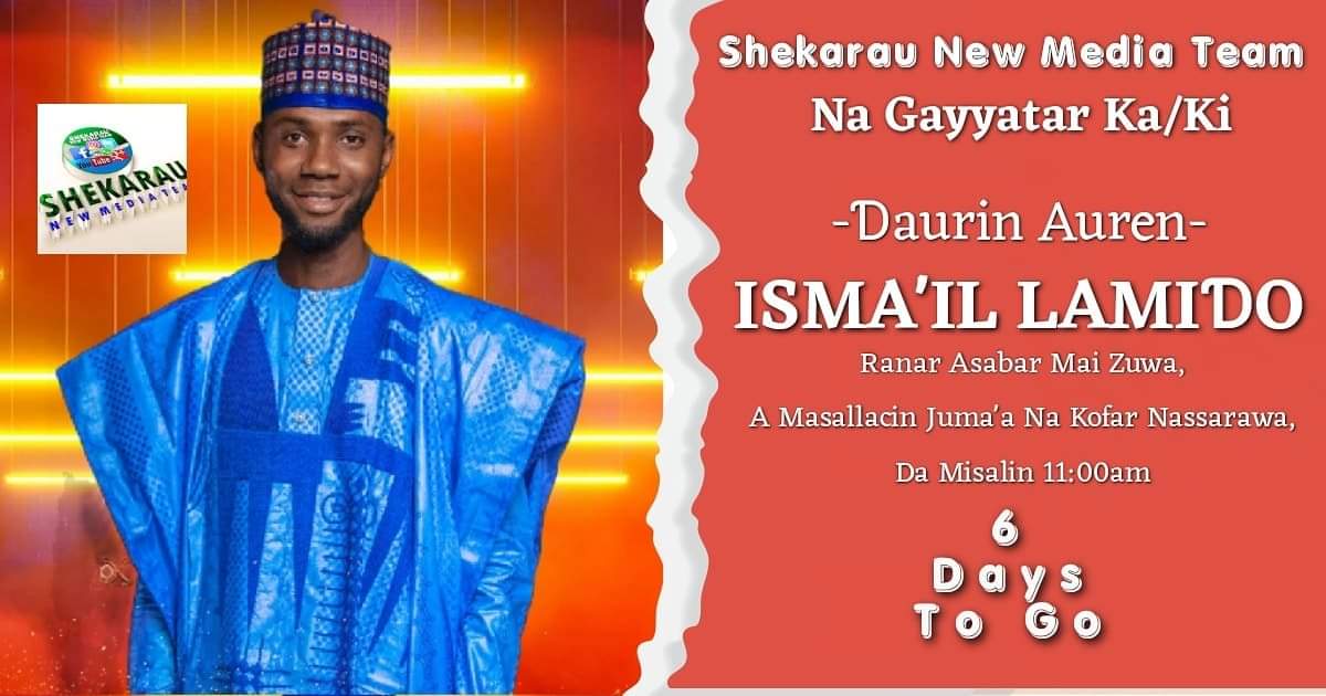 aymanadousman's tweet photo. 6 days to @ismail_lamido's wedding.

You are all invited https://t.co/XuosxZQ63z