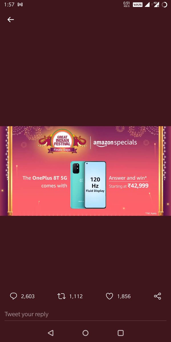 sushant693's tweet photo. @amazonIN #AmazonSpecials  #OnePlus8T5G https://t.co/JoBAxnQU1C