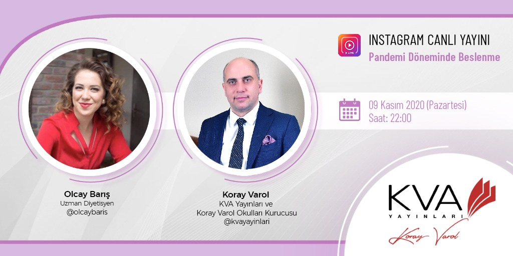Eğitim Uzmanı Koray Varol, 09 Kasım Pazartesi günü saat 22.00'da canlı yayın ile <a href="/kvayayinlari/">KVA Yayınları</a> Instagram hesabında, Uzman Diyetisyen Olcay Barış ile birlikte, pandemi döneminde beslenme konusu hakkında konuşacak.
@olcaybaris
#başarıyolunda
#kvayayınları #kvayayıncılık #başarı