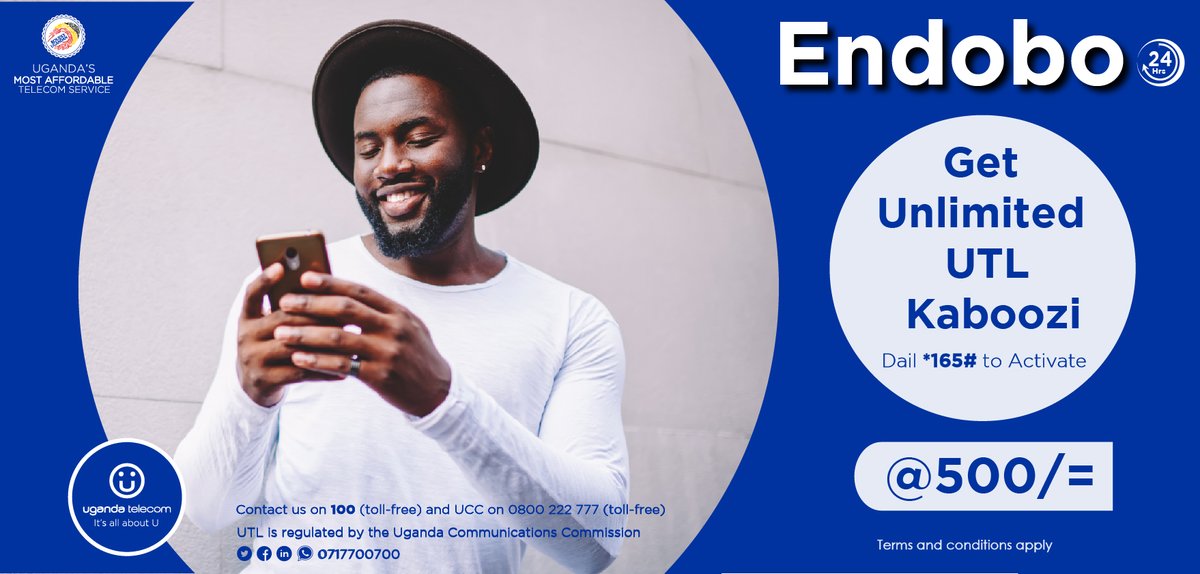 Utcl_ug's tweet photo. It’s a new week! Get unlimited Minutes of #Endobo UTL to UTL ALL Day and ALL Night! Dial *165*# to activate! #unlimitedutlcalls https://t.co/5bgFO2CFYf