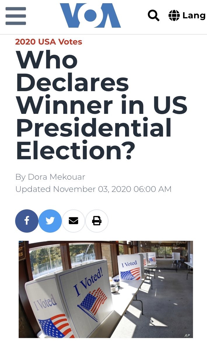 howdidyoureact's tweet photo. #Media can #NOT call race
“truth is that formally declaring a #presidentialwinner is a months-long process that won’t be completed until #January2021” with “#Congress declaring the winner” #VoiceOfAmerica
#CongressDecides #USElection
#ItAintOverYet
#StopTheSteal
#howdidyoureact https://t.co/K6wtDRP5u7
