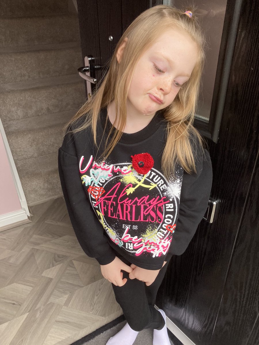 GaynorHarris5's tweet photo. @athersleynp Olivia-Grace wearing her poppy, waiting at the front door for the 2 minutes silence https://t.co/kEdTJA0tD6