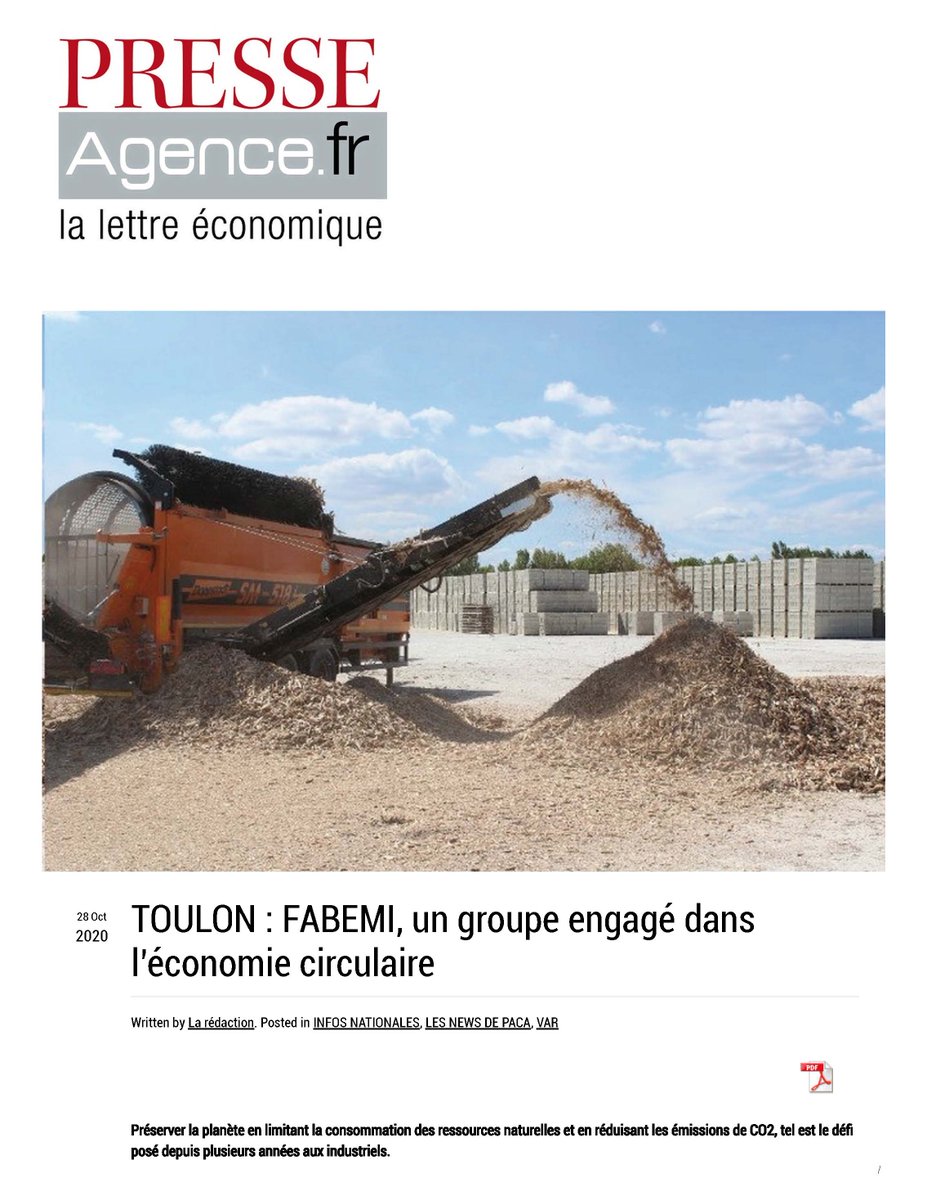 GroupeFabemi's tweet image. [PRESSE AGENCE] @Fabemi, un groupe engagé dans
l’économie circulaire.