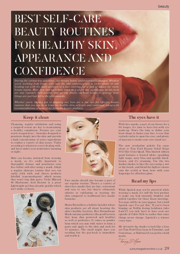 TraceyGrayMann's tweet photo. Read my best self-care beauty routines for healthy skin, appearance and confidence.   Published in International Excellence Magazine and Surrey Magazine November 2020. https://t.co/QQcU5ZEGLO