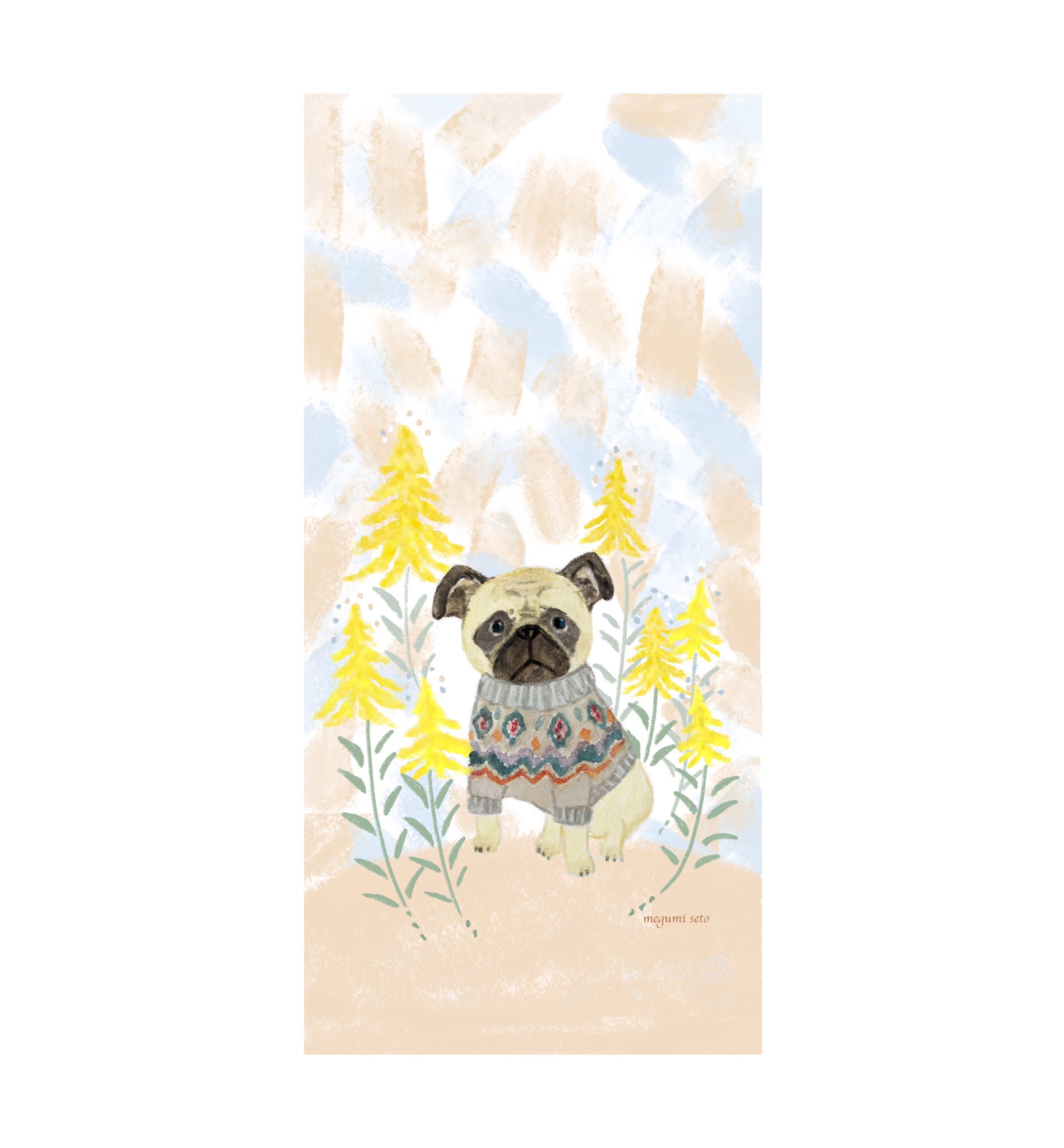 瀨戸めぐみ イラストレーター Twitter पर スマホ壁紙を作りました 子供っぽすぎないかわいさでナチュラルな雰囲気を意識して仕上げました 個人の範囲で待ち受け画面としてご利用ください パグ 犬 Dog Illust Illustration 草花 待ち受け 壁紙
