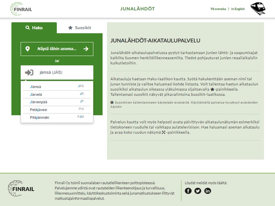 Lehteinen's tweet photo. Nyt toimii https://t.co/hsLrz0iIYo -palvelussa myös lyhenteen asemahaussa #junalähdöt #finrail #matkustajainformaatio https://t.co/0BOdaoAAPq