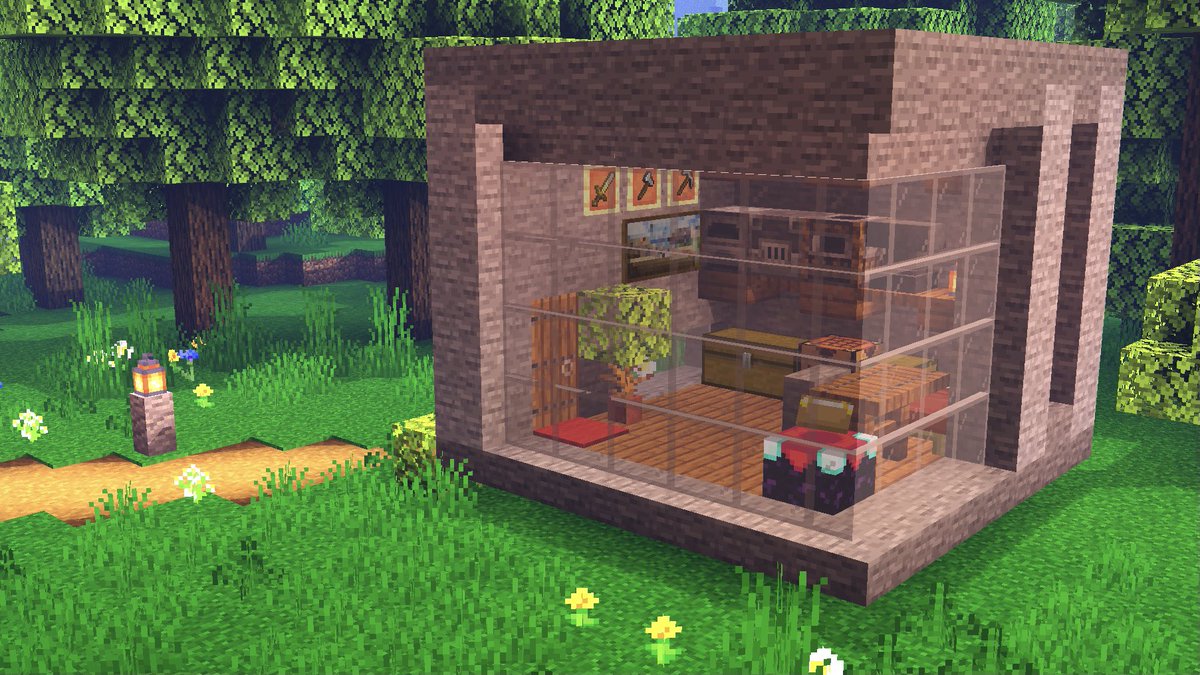こぐまぷろ Kogumapro 7 7の家を石で作ってみました コンクリートが出る前は石を代わりの表現に使ってましたね 今でも打ちっぱなしの感じは石が1番かなと思います のっぺりしがちで難しいけど 無骨でかっこよくなりますよねぇ マイクラ Minecraft