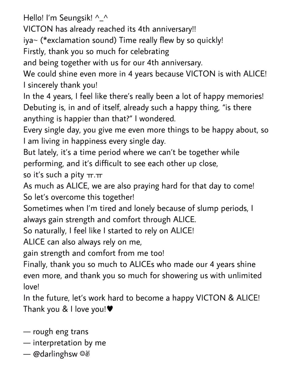 darlinghsw's tweet photo. 201109 fancafe rough eng trans 💛💙
#SEUNGSIK’s 4th anniversary letter 
#VICTON #빅톤 @NewWorld_VICTON @VICTON1109 #강승식 https://t.co/ehs7AVisri