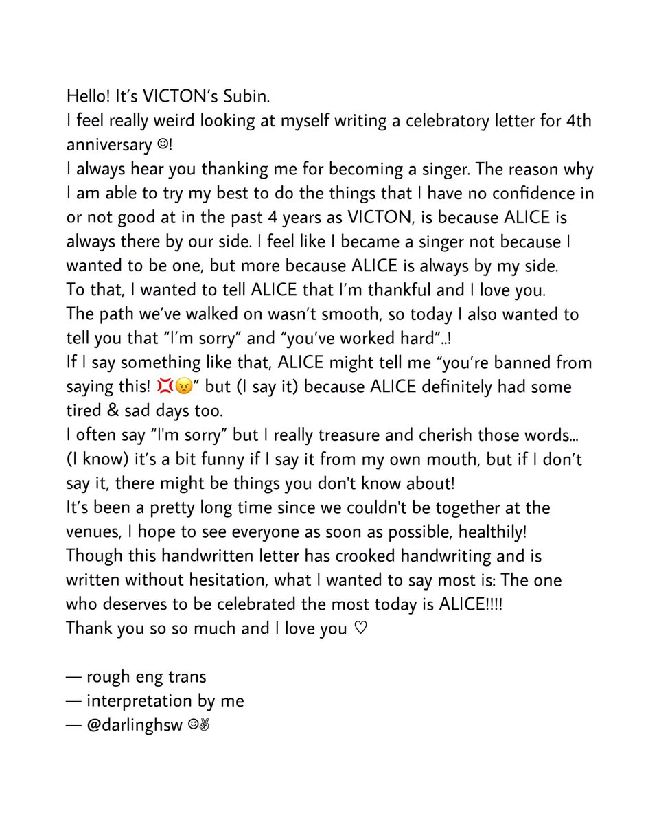 darlinghsw's tweet photo. 201109 fancafe rough eng trans 💛💙
#SUBIN’s 4th anniversary letter 
#VICTON #빅톤 @NewWorld_VICTON @VICTON1109 #정수빈 https://t.co/4rPqIHRxwz