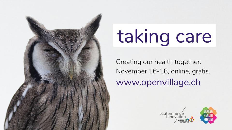 echOpen (@echopenorg) on Twitter photo Open Village D-7!
#ghf20 #openhealth
From November 16 to November 18, join us to explore and contribute to freely reproducible projects for health: openvillage.ch
<a href="/breathinggames/">Breathing Games</a> <a href="/AssociationAura/">AURA</a> <a href="/Enablethefuture/">Enabling The Future</a> <a href="/LogAirCH/">LogAir</a> <a href="/OpenHumansOrg/">OpenHumansOrg</a> Open Village D-7!
#ghf20 #openhealth
From November 16 to November 18, join us to explore and contribute to freely reproducible projects for health: openvillage.ch
<a href="/breathinggames/">Breathing Games</a> <a href="/AssociationAura/">AURA</a> <a href="/Enablethefuture/">Enabling The Future</a> <a href="/LogAirCH/">LogAir</a> <a href="/OpenHumansOrg/">OpenHumansOrg</a>