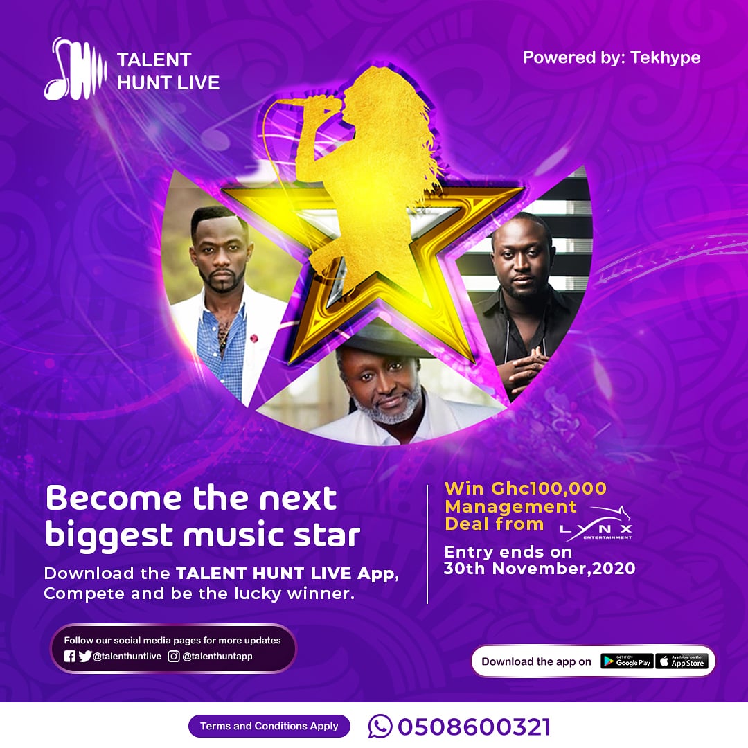 talenthuntlive's tweet photo. A new week means you've got another opportunity to upload your audition video and join the Talent Hunt Competition.
Remember, the Ghc100,000 management deal is up for grabs.
#talenthuntlive #talenthuntapp #musiccompetition https://t.co/7L48RME407