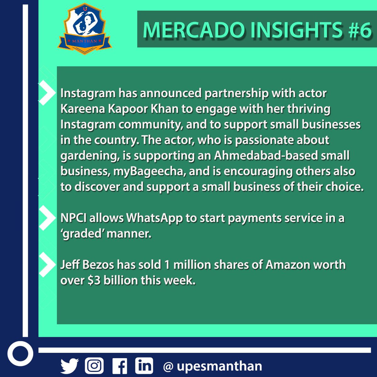 ManthanUpes's tweet photo. Presenting our 6th series of Mercado Insights😃 

#marketingnews #marketing #makretingfacts #insights #manthanmarketingclubofupes https://t.co/QiVAhexmq3