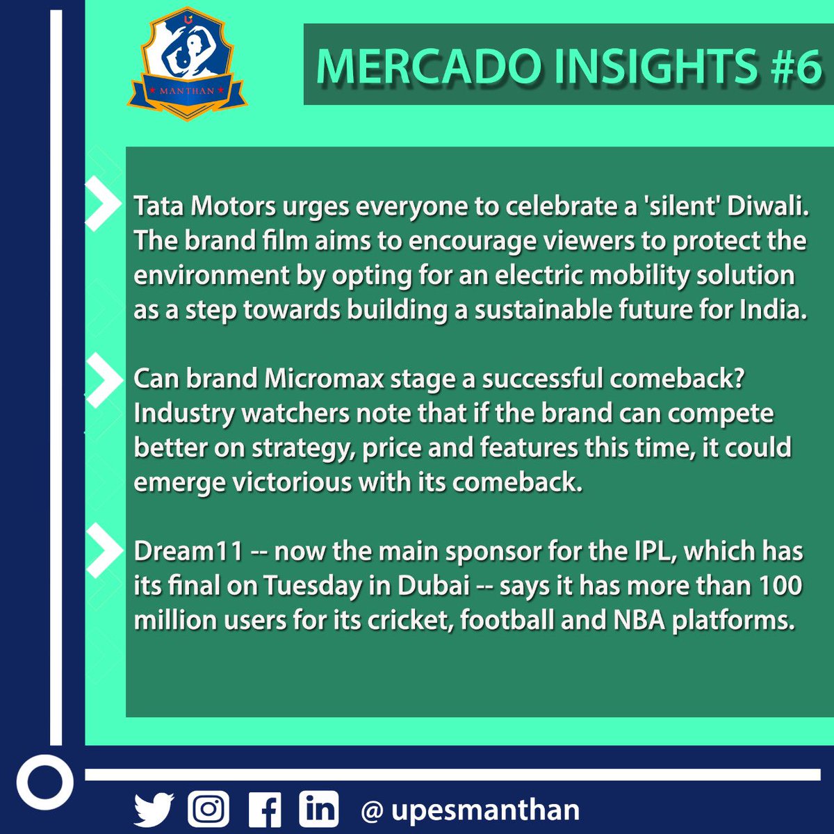 ManthanUpes's tweet photo. Presenting our 6th series of Mercado Insights😃 

#marketingnews #marketing #makretingfacts #insights #manthanmarketingclubofupes https://t.co/QiVAhexmq3